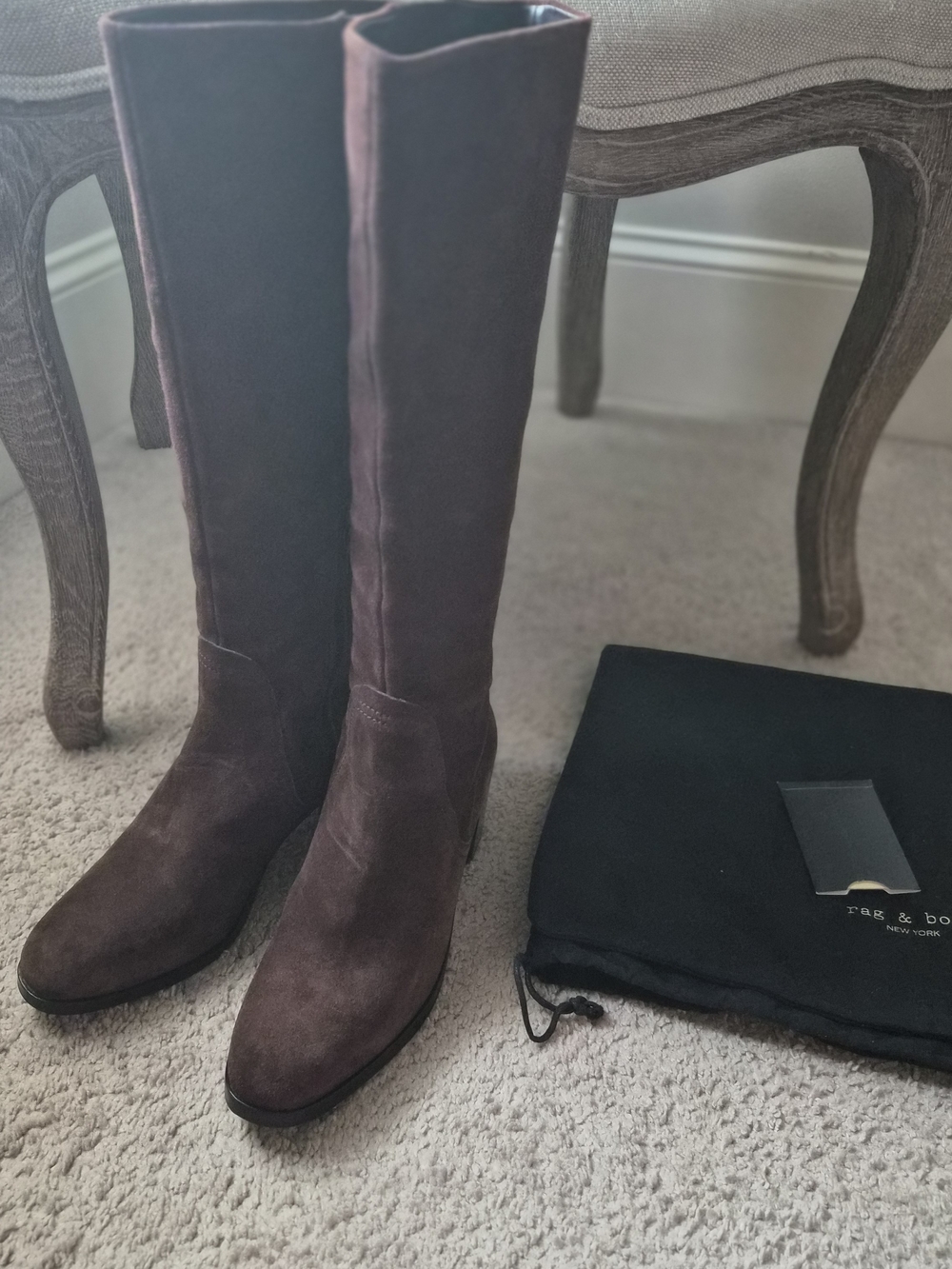 Women's Hazel Brown Suede Knee-High Riding Boots Size 40